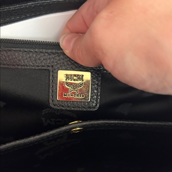 MCM Black Leather Satchel with Gold Accents with COA - Picture 5 of 11